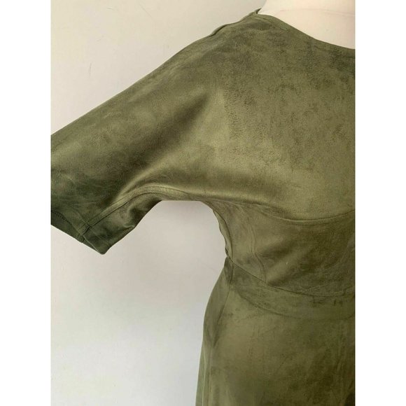 Sosandar Suedette Dress Size 10 Khaki Green - Picture 2 of 7